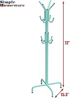 Vista 6 de Simple Houseware - Perchero de pie para sombreros y abrigos, turquesa