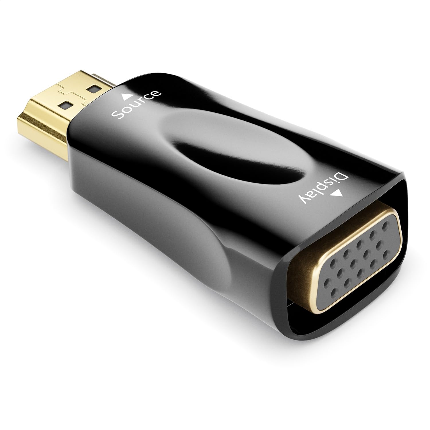 deleyCON Adattatore Convertitore HDMI (Sorgente) a VGA (Display) - 1080p Full HD - (per Monitor/Beamer/Proiettore VGA) - per PC/Computer/Laptop a Monitor/Beamer - Nero