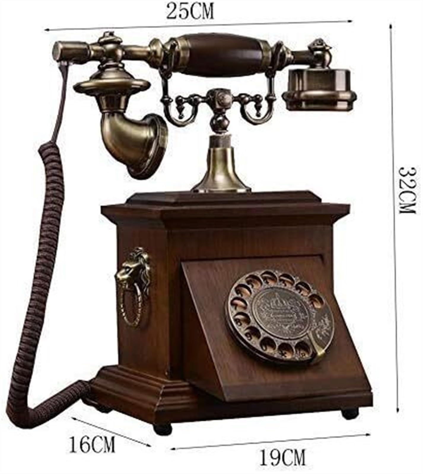 Teléfono Retro, teléfono Vintage, teléfono Antiguo de Madera Maciza, Dial Giratorio, teléfono Retro Antiguo, teléfono Fijo Chino for el hogar y la Oficina