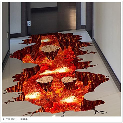 Ghaif The floor surface cracks 地 PVC stereoscopic 3D volcanic lava sticker Removable For bedroom living room kitchen TV background wall bathroom dormitory office