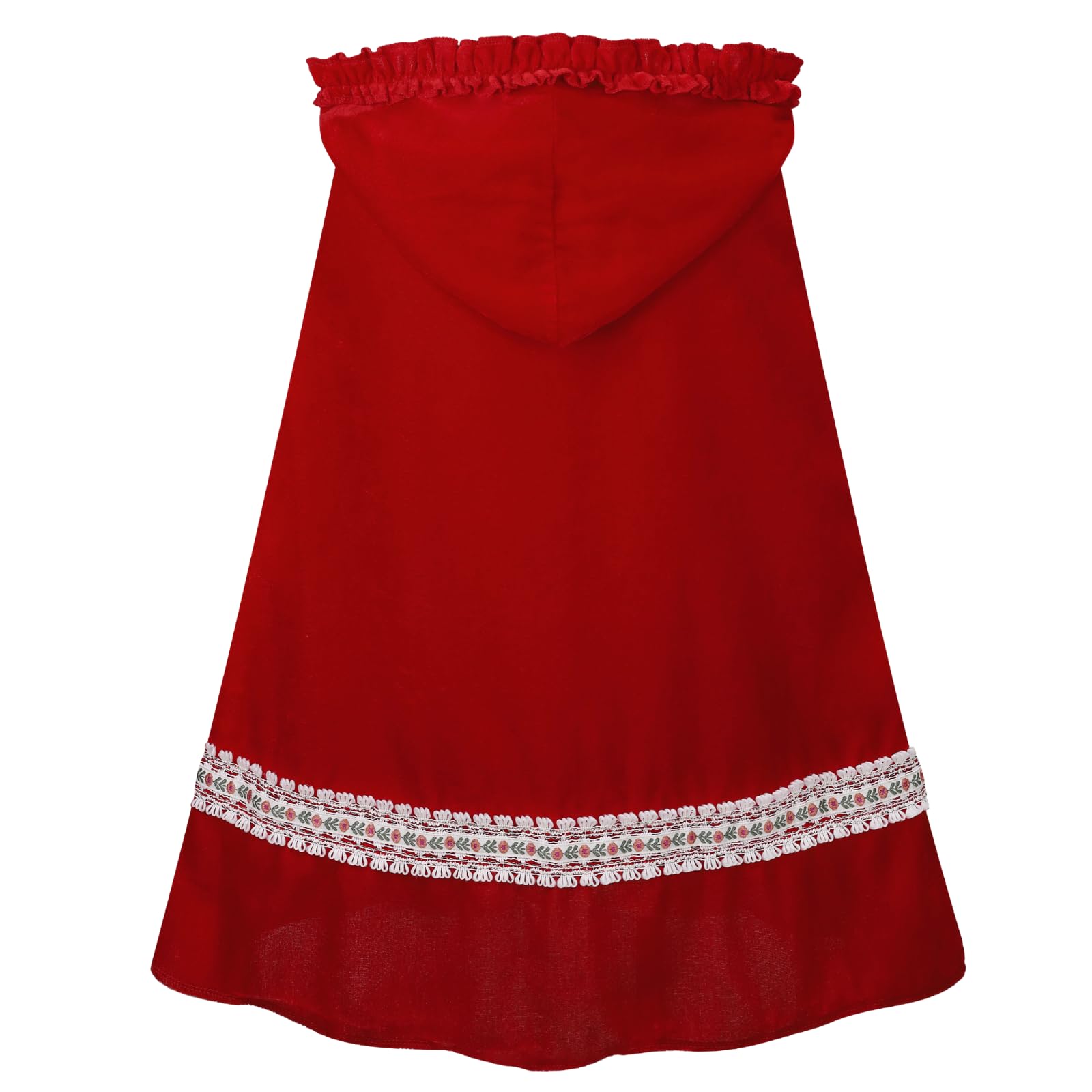 RRCBMD Little Red Riding Hood Cape Velvet Cloak for Halloween Christmas Cosplay Party Woven lace-red-M-25.59 inch - Image 4