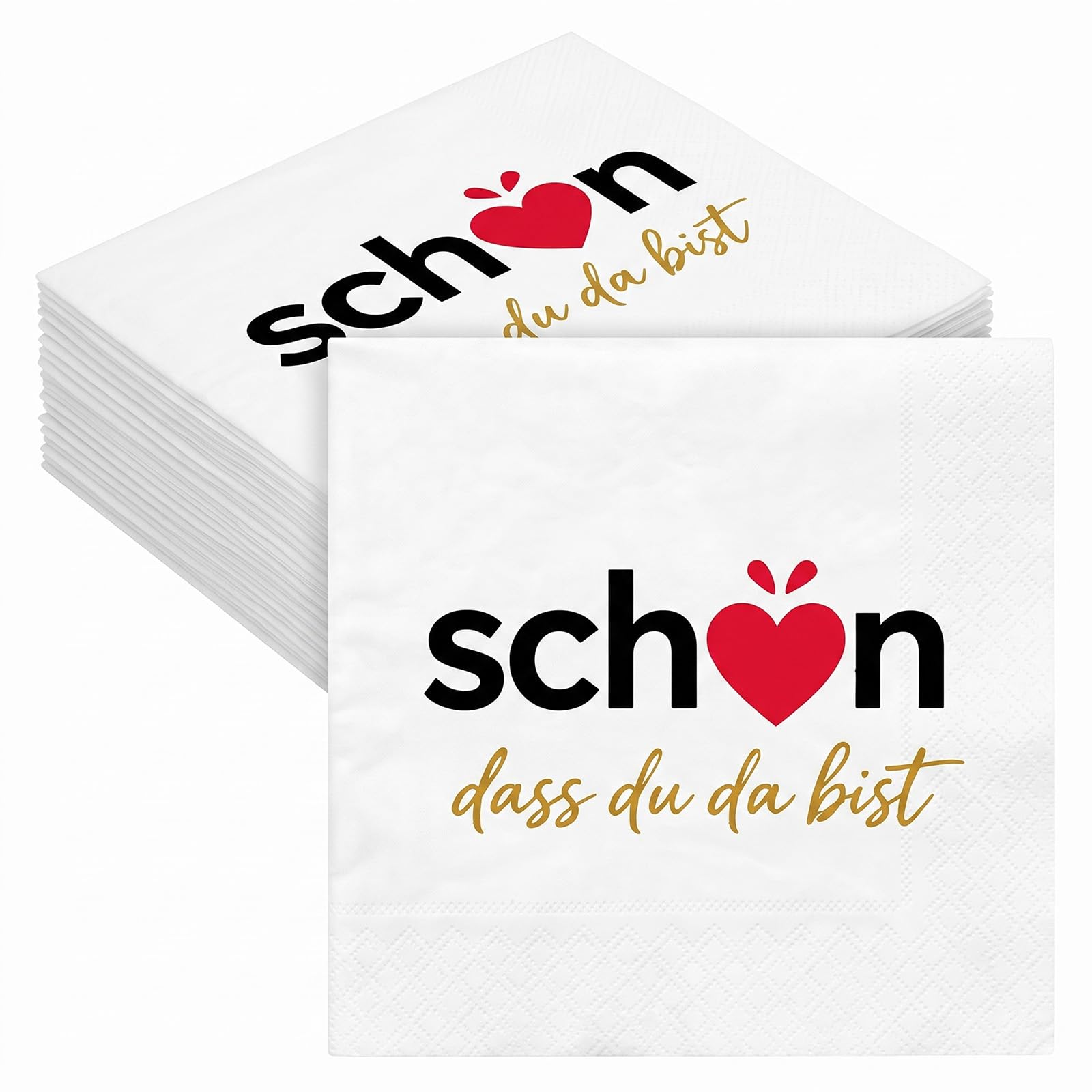Pack of 80 Serviettes Schön Dass du da Bist, Birthday Napkins
