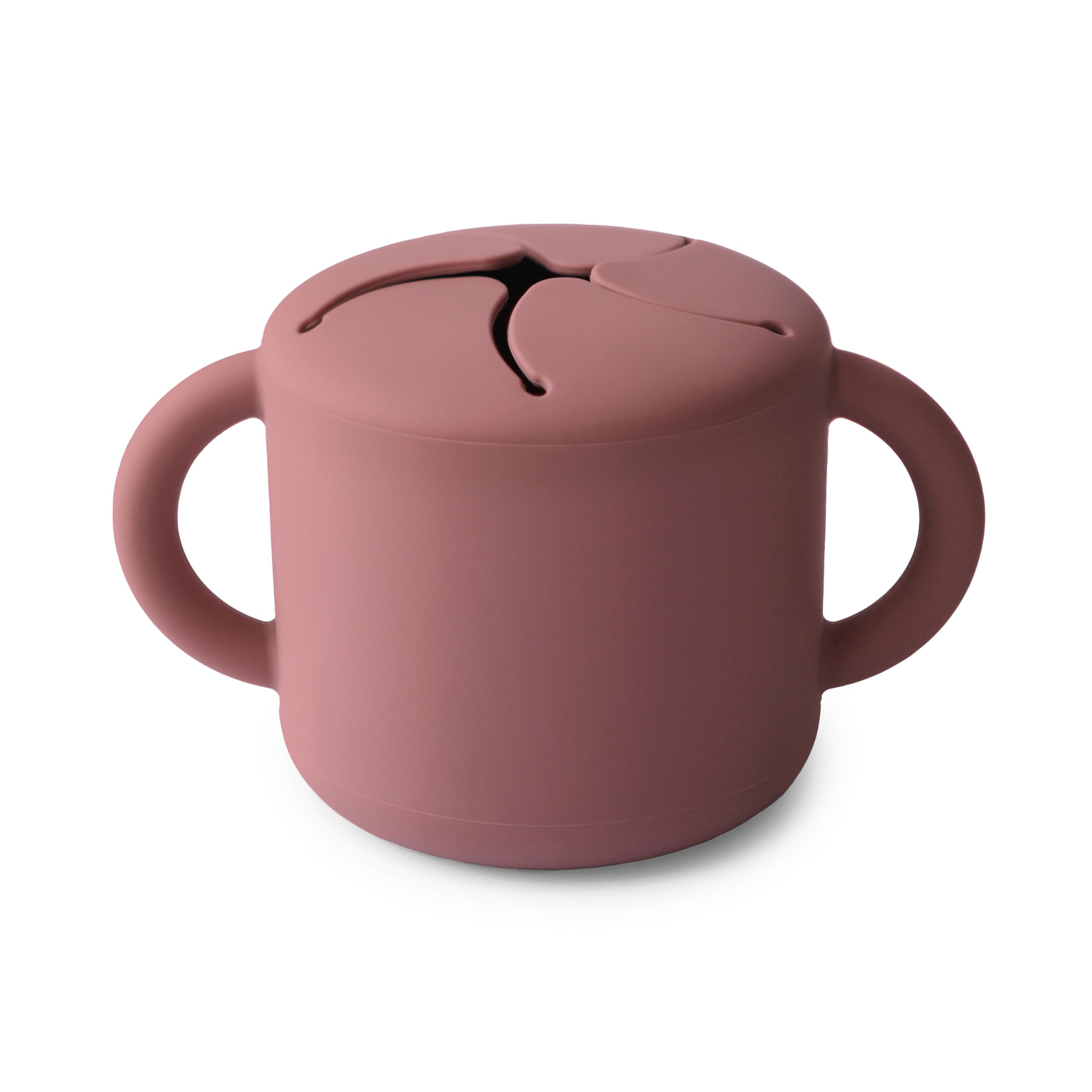 Mushie Silicone Baby Snack Cup with Handles - Easy-Grip Baby Cup with Soft Opening for On-the-Go Feeding, 400ml Spill-Proof Food-Grade Container for Baby Food & Snacks | Woodchuck