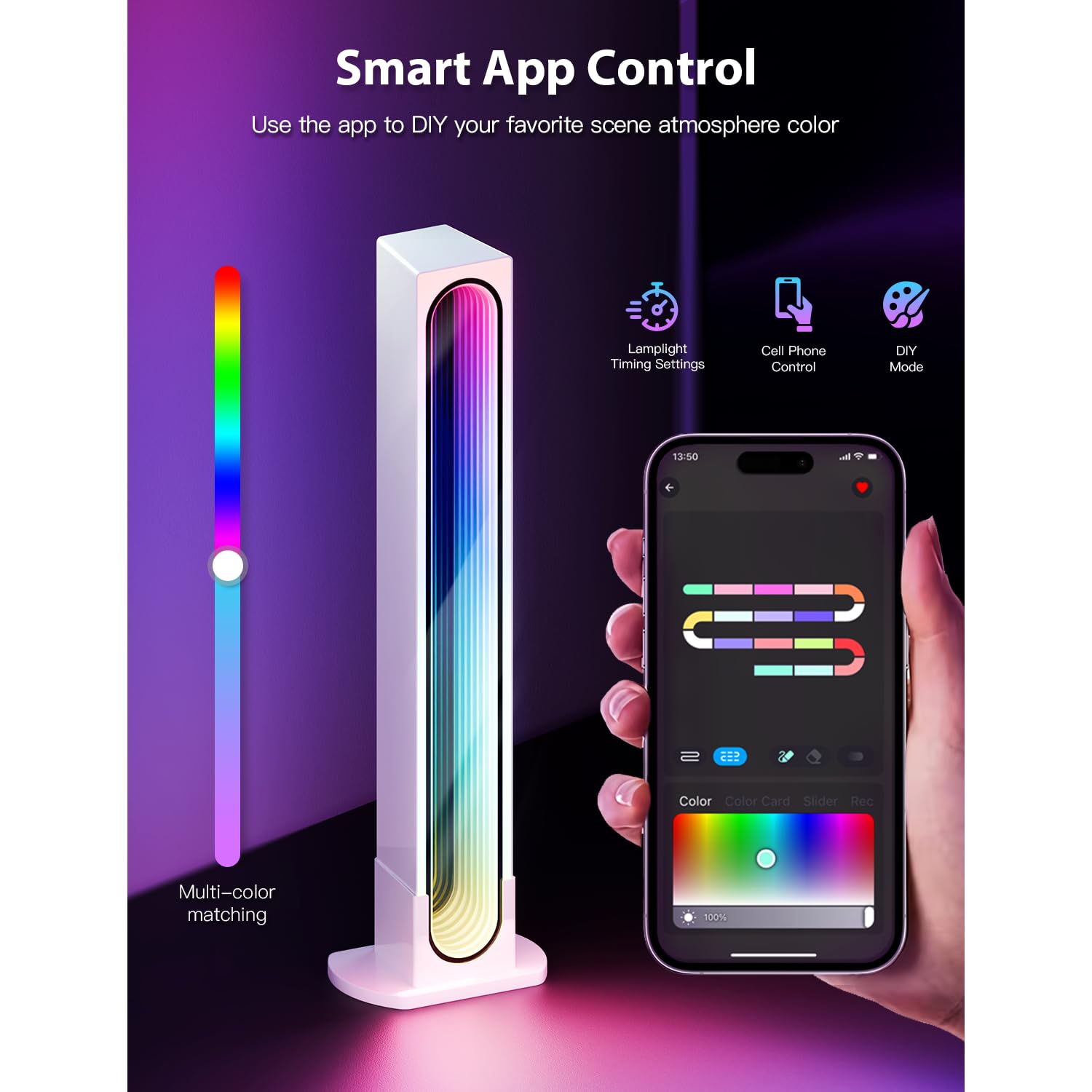 JTT RGB IC Mirrorlike Smart LED Light Bars, 16 Million Colors, 3 Control Modes, Dynamic Music Sync for Bedroom, Gaming PC & TV Backlight Strips Decoration, White