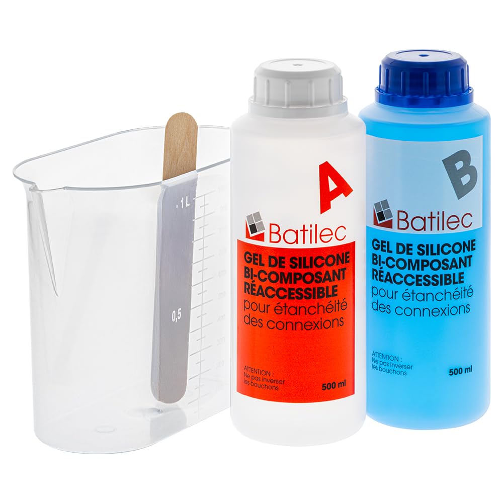 Gel Silicone Électrique 1L – Bi-Composant Auto-Nivelant – Étanchéité IP68 – Isolation Connexions & Boîtes de Dérivation – Résistant -60°C à +200°C – Transparent, Sans Solvant