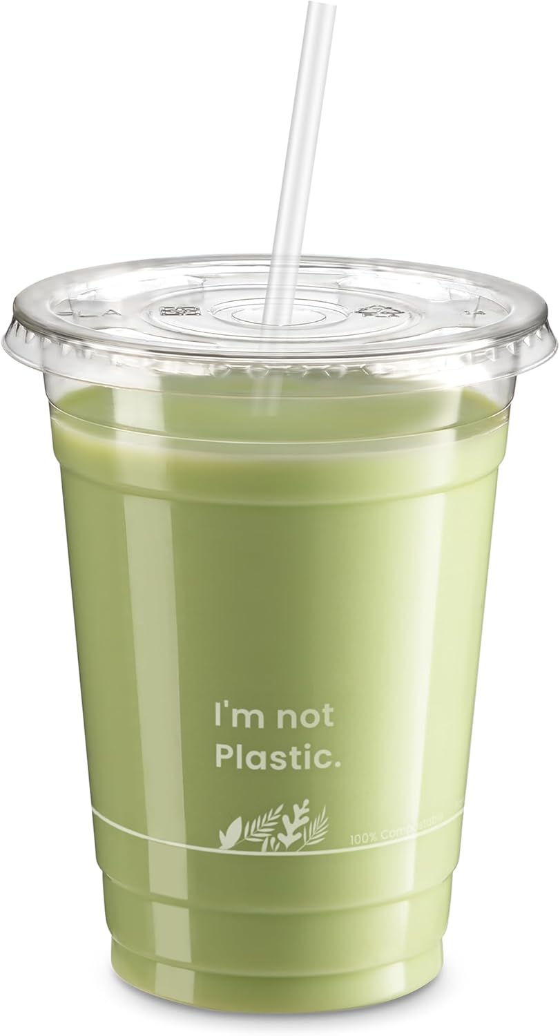 Product Review for Fit Meal Prep 50 Pack 16 oz Compostable Clear Cups with Flat Lids and Straws, Plant Based Recyclable Iced Coffee Cup, Disposable Eco-Friendly Cup for Juice, Milkshake, Bubble Boba, with the price of : $18.95,Based on the following description : 100% Food Safe Plant-Based Material: Made entirely from plants to ensure BPA and PFAS Free. Our compostable cold cups with lids and straws are constructed from PLA, which is made of plants like corn, sugarcane, potato, or rice. BPI and ASTM (ASTM D6400/D6868) certified compostable.,100% Compostable and Recyclable: Our cups and lids are made of PLA material. All can be composted in commercial facilities. Dispose of them in a commercial composter or recycle them at an industrial recycling facility. They degrade in 90-180 days and the resulting compost can be utilized as a soil amendment that is abundant in nutrients for plants.,100% Leak-Proof and Durable: PLA cups are lightweight yet durable, making them easy to handle and transport. Premium to go cups with flat lids and straws ideal for homemade drinks, lemonade stand, summer events, concerts, outdoor gatherings, celebrations, birthdays, corporate events, picnics, and parties.,Perfect for Cold Drinks: Compostable cups have very strict temperature requirements, don't leave them in direct sunlight for a long time. High Temperatures can activate the degradation of the cup, which can pose a risk of deformation and melting of the cup, and do not use these PLA cups and PLA straws and PLA straws for hot drinks (Below 105 ℉ or 40 ℃ only).,Recommended Use Time: PLA cups with lids and PLA straws have more specific storage requirements compared to plastic materials. PLA cups with lids and PLA straws may become crisp, soft, sticky, deformed, cracked and decomposed if not stored or handled properly. It is recommended to use up the recyclable cups within 3 months of opening and store theme in a cool and dry environment., and and average Review : 4.2 out of 5, and the following summary of users reviews: