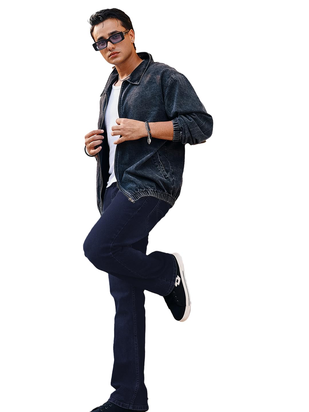 Urbano Fashion Men's Stretch Fit Mid Rise Washed Bootcut Jeans Stretchable