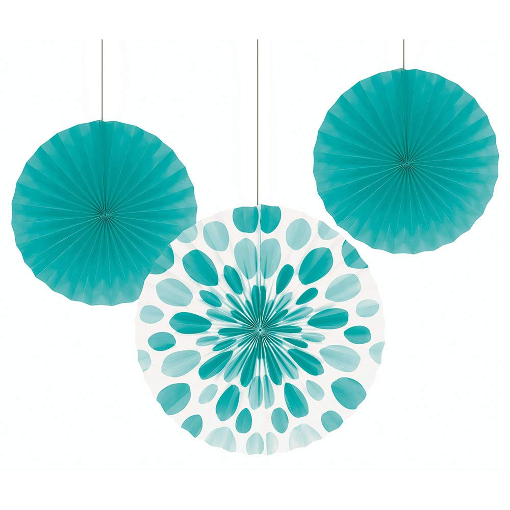 Creative Converting, Ventiladores azul-petróleo PR 40,64 cm e 30,48 cm (16" e 12"), lagoa