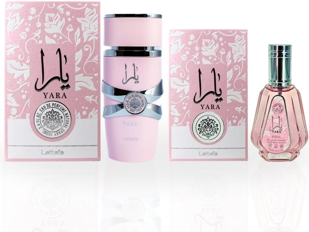 LattafaYara EDP Spray 100ML (3.4 OZ) & Mini Yara EDP Spray 50ML (1.7 OZ) (ETHEREAL BUNDLE)