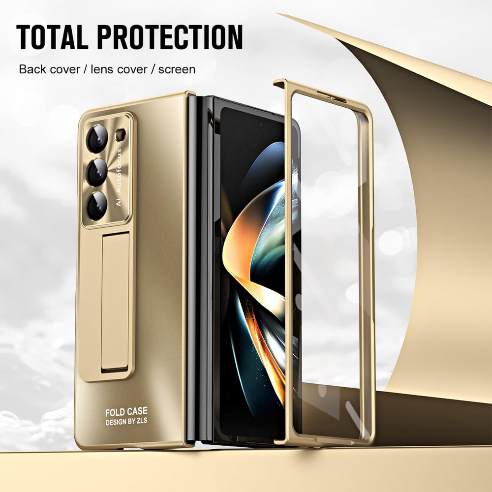 para Samsung Galaxy Z Fold 5 Bisagra chapada en Caja con lápiz Protector de Pantalla Completa Cubierta Mate con Soporte, sin bolígrafo Negro, para Samsung Galaxy Z Fold 5