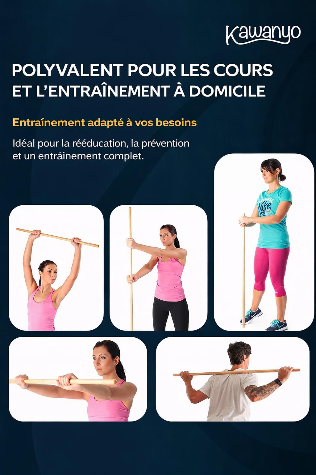 Kawanyo Bâton de gymnastique bois - 100 cm - Stabilité et mobilité - Bois lisse et naturel - Améliore posture et coordination - bâton pour mobilité bâton d'entraînement Kawanyo Bâton de gymnastique bois - 100 cm - Stabilité et mobilité - Bois lisse et naturel - Améliore posture et coordination - bâton pour mobilité bâton d'entraînement