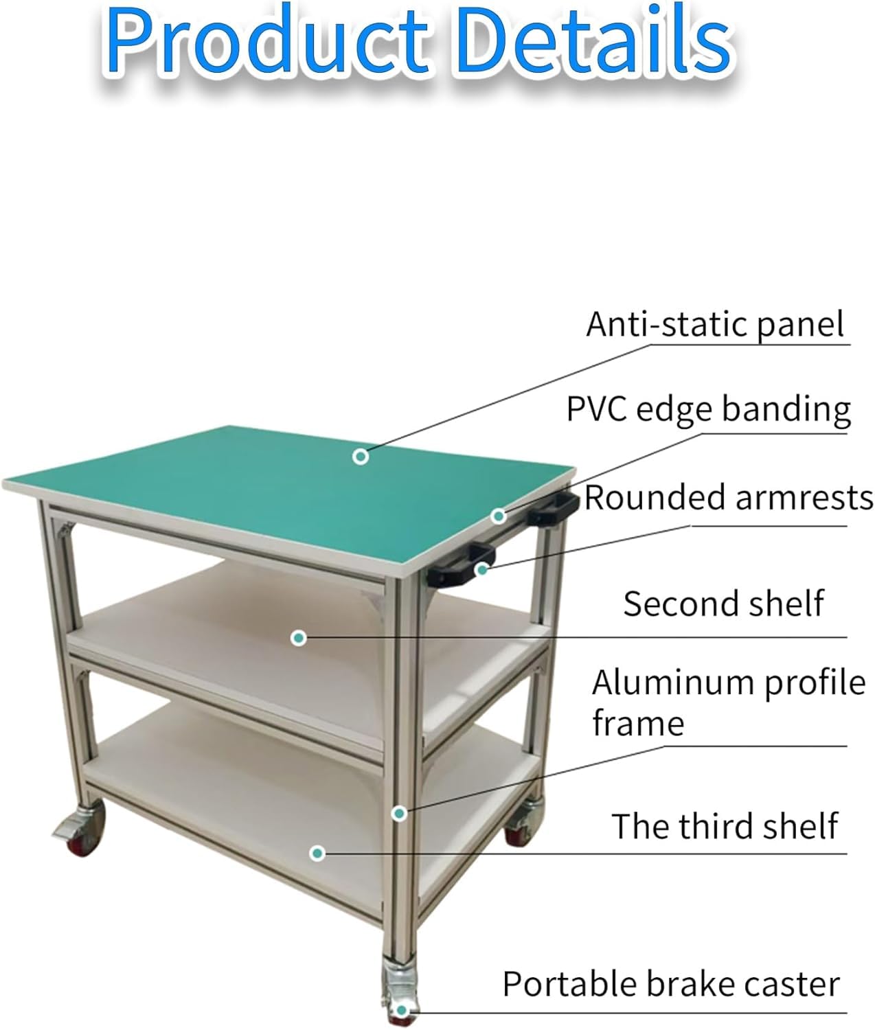 Banco De Trabajo ESD con Ruedas Y Altura Ajustable: Mesa De Laboratorio Móvil De Alta Resistencia para Reparación De Electrónica, Mantenimiento Industrial Y Type 1 60x50cm/23.6x19.7in