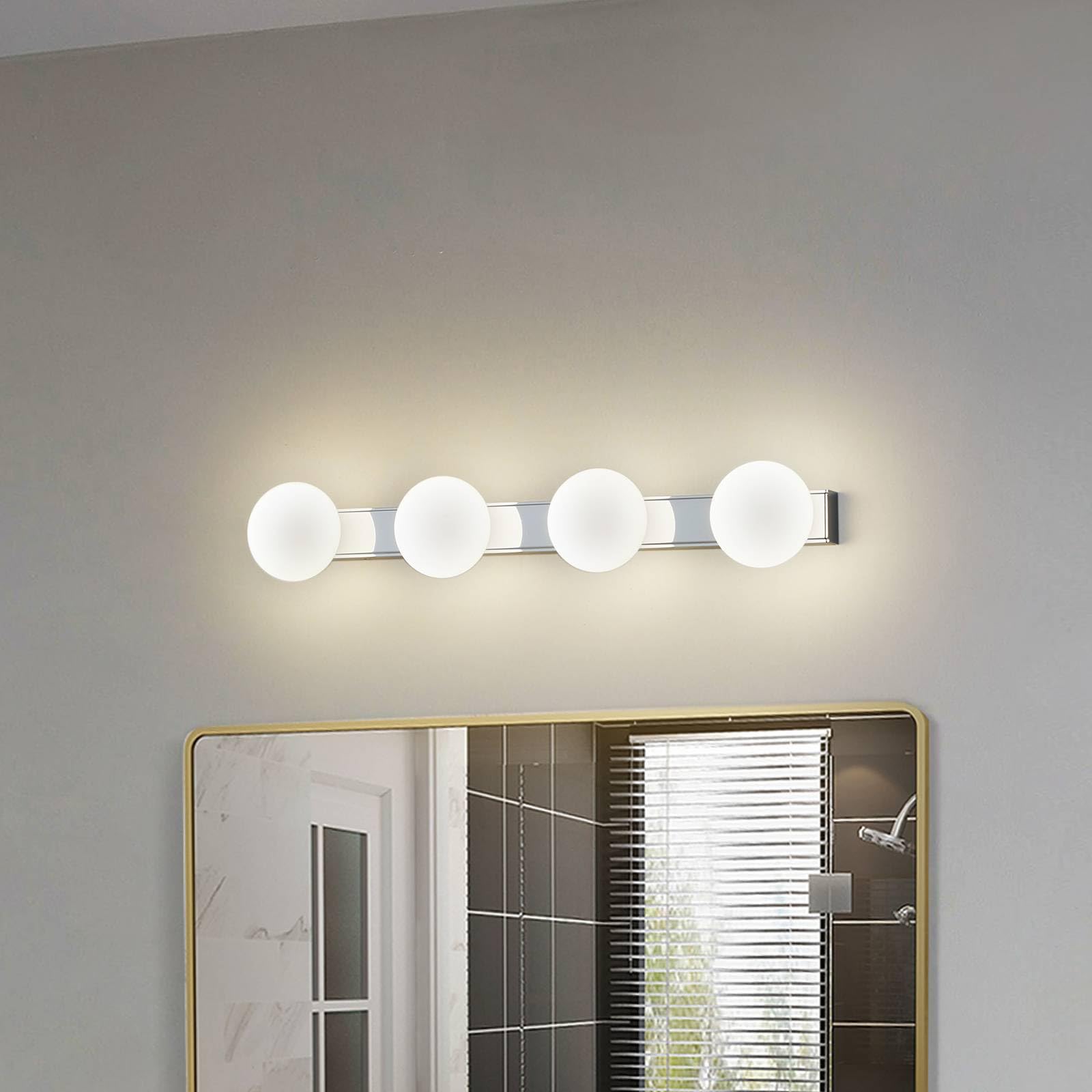Lucande LED Wandleuchte, Wandlampe Bad Myrra (spritzwassergeschützt (Modern) in Chrom aus Aluminium (4 flammig) - Wandleuchten Spiegelleuchte Badezimmer Wandbeleuchtung Badezimmerleuchte