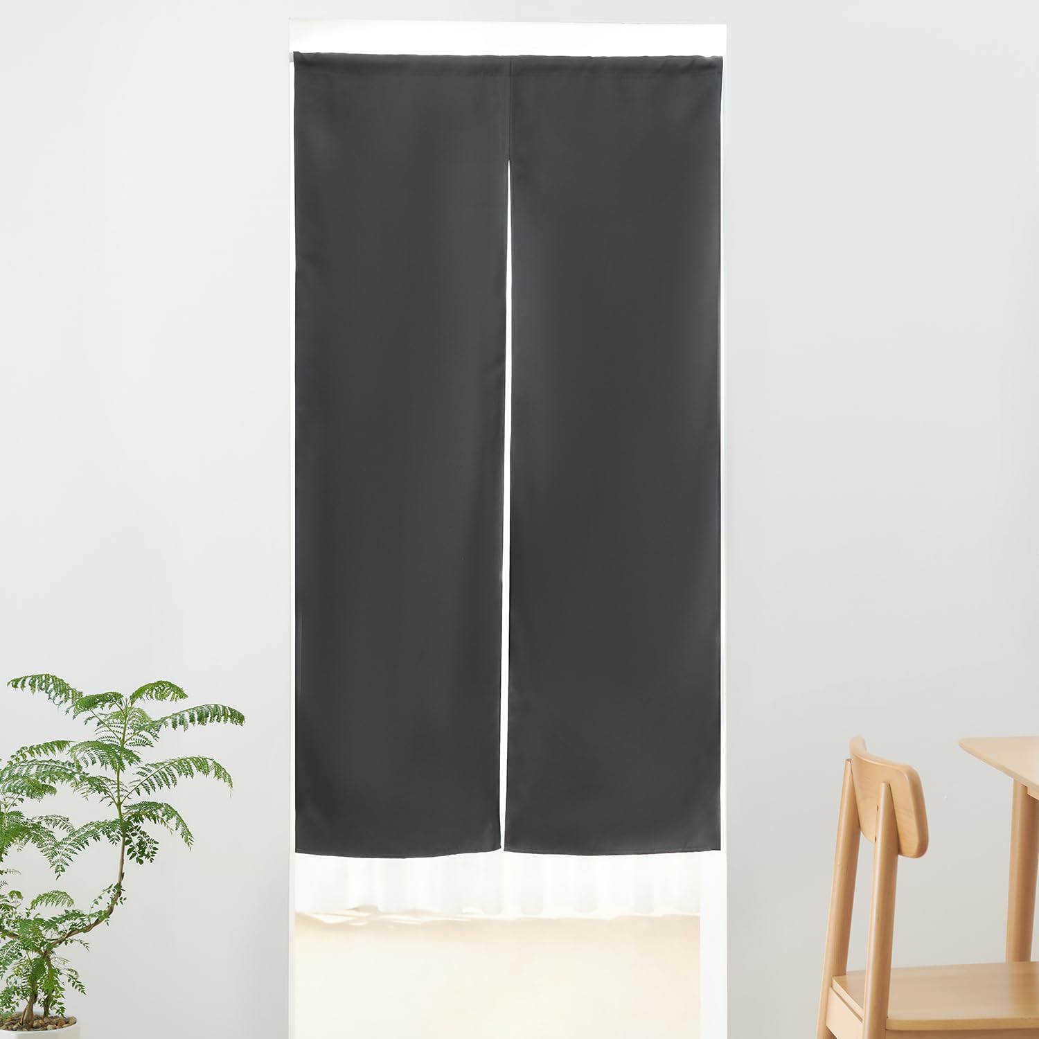 Kumori Blackout Noren 99.99% Light Block Door Curtain Dark Gray 33.5in