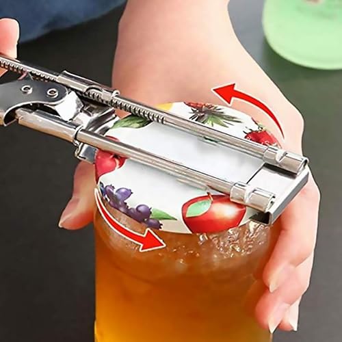 Miniatura 7 de DOITOOL Abrelatas de acero inoxidable multifuncional ajustable, abridor de latas de acero inoxidable, agarrador de tapa de frasco, herramienta de