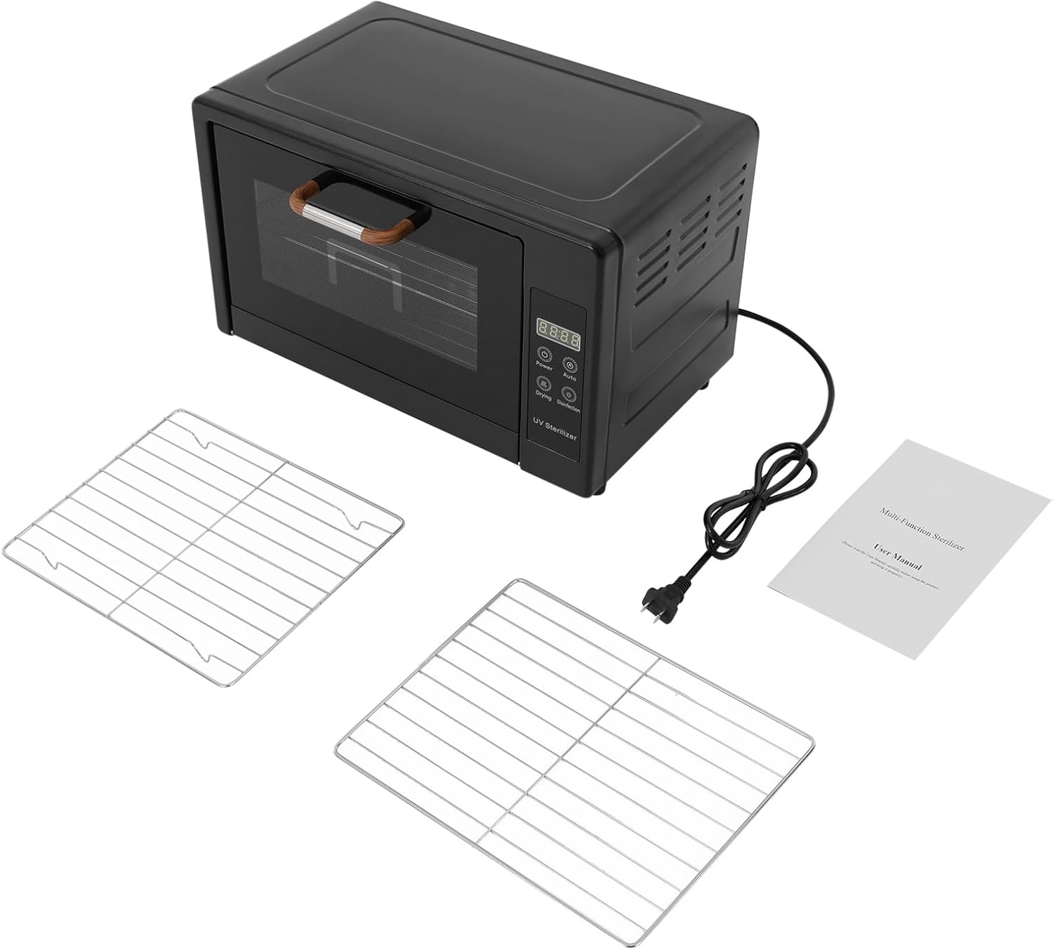 6 Gal Capacity Multi-Functional Nail Cleaner Box, 110V 230W U-V Light Multifunctional San-itizer, Ster-ilizer for Nail Tools, 167℉ Nail Dryer Machine (Black)