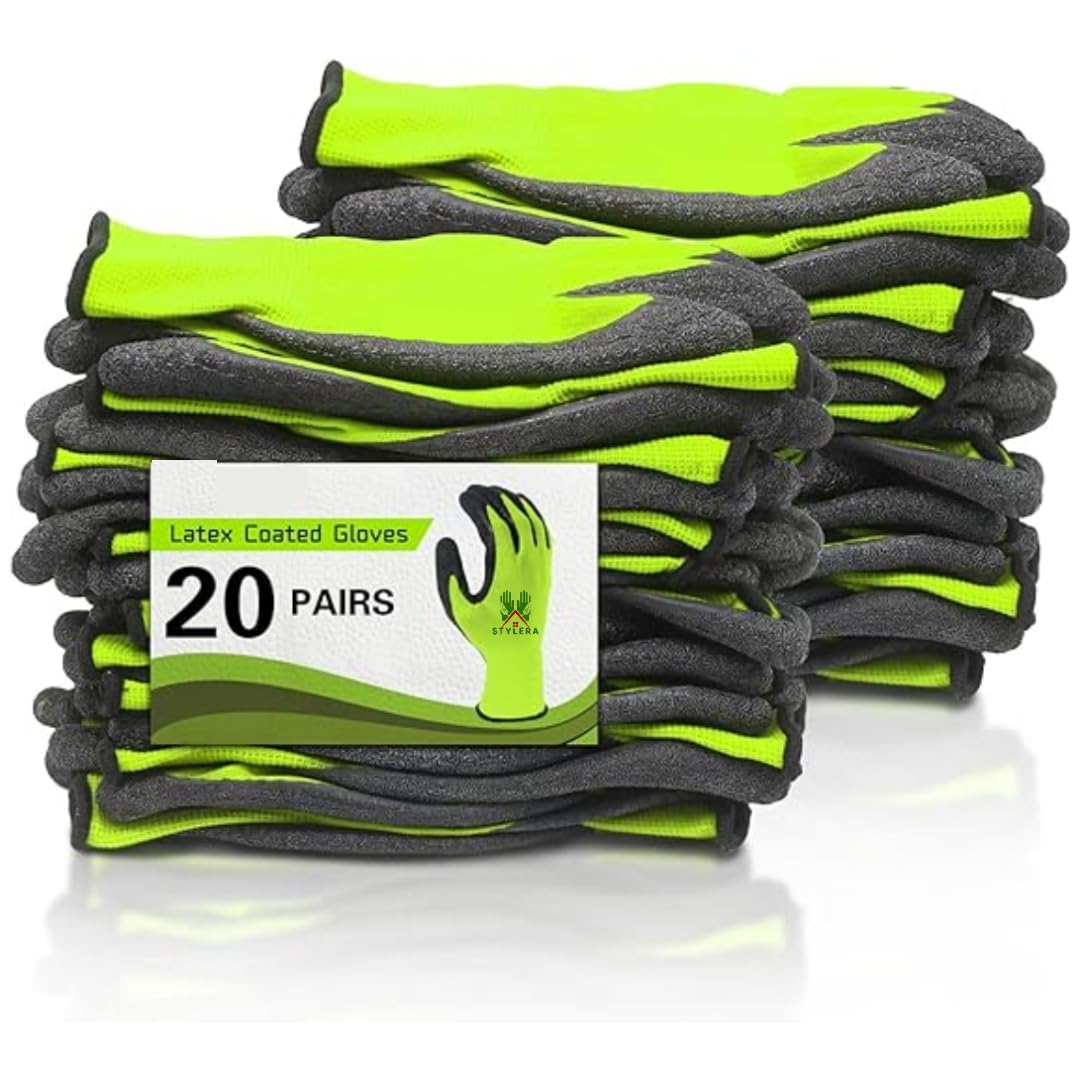 WISHPOOL Crinkle Latex Coated Anti Cut Heat Resistant Work Glove for Construction Industrial Kitchen Gardening Gloves (PACK OF 10, GREEN BLACK) (B0CV5BJW4X) Amazon Price History, Amazon Price Tracker