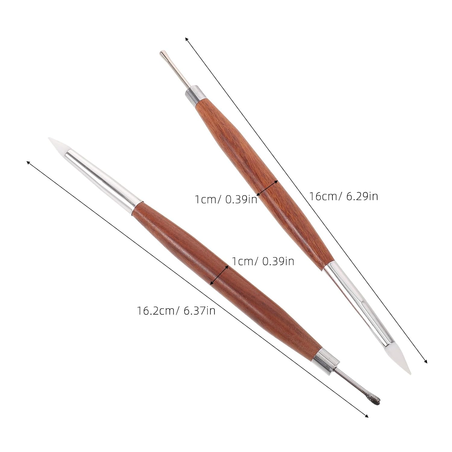 2Pcs Flower Nail Dotting Pen - Dual Manicure Sticks - Silicone Emboss Detail Pen & Metal Adhesive Scoop For 3D Floral Nail Art & Gem Decoration