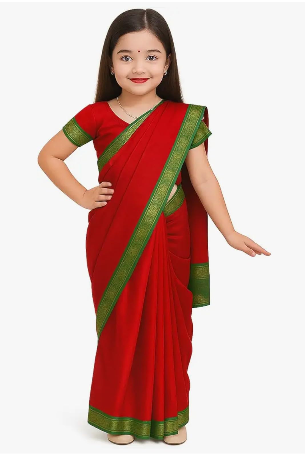 Svnfoxx Polyester Our Community Helper Teacher Pre-Stiched Saree With Blouse | Ready To Wear Saree For Girls-picture-25