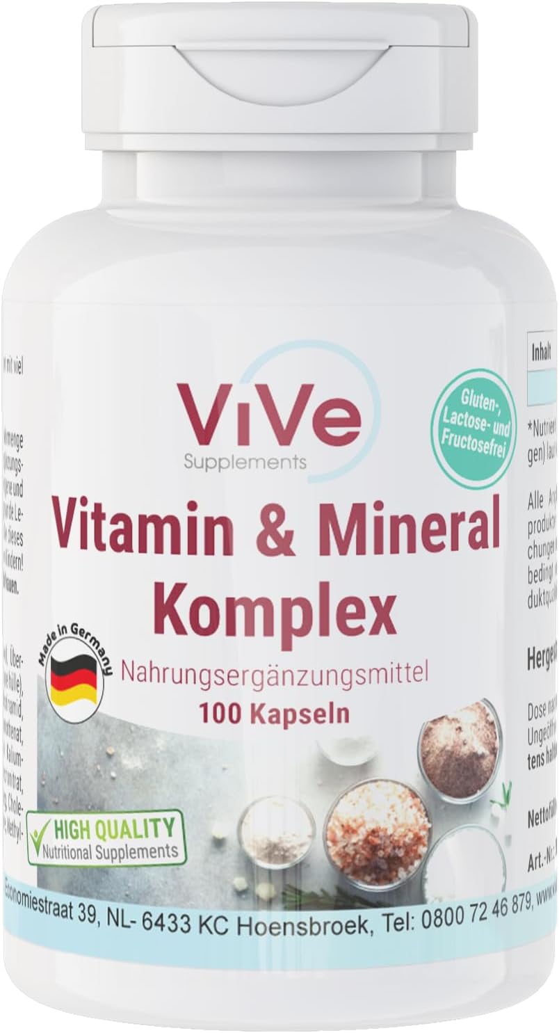 Vitamin & Mineral Complex - 100 Capsules Multivitamin Preparation for 1 Capsule Daily Quality from Germany ViVe Supplements