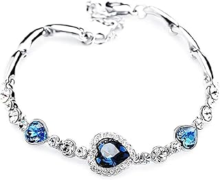 Ladies Lovely Crystal Heart Shape Pendant Bracelet Charming Women's Austrian Heart Of Ocean Bangle Bracelet Jewellery Gift Convenient and practical