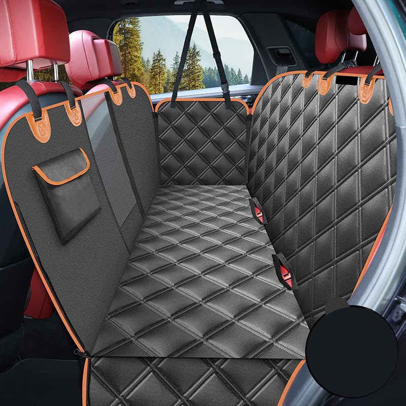 Funda Coche Perro para Hyundai Santa Fe 2013-2018 2019-2023, Protector Asiento Trasero Coche Impermeable Antideslizante Asiento Trasero Funda Asiento de Coche,A/Orange
