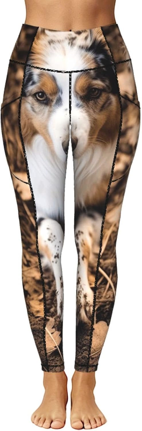 Dog Bones Paw Prints Print Leggings for Women,Workout Sets with Tummy Control,Perfect Gym Clothes for Women