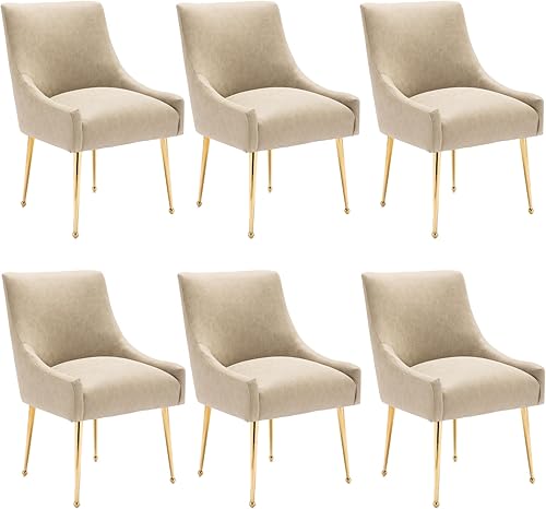 Miniatura 43 de Juego de 2 sillas de comedor, modernas sillas de comedor de terciopelo con patas doradas, sillas decorativas tapizadas para sala de estar, Azul