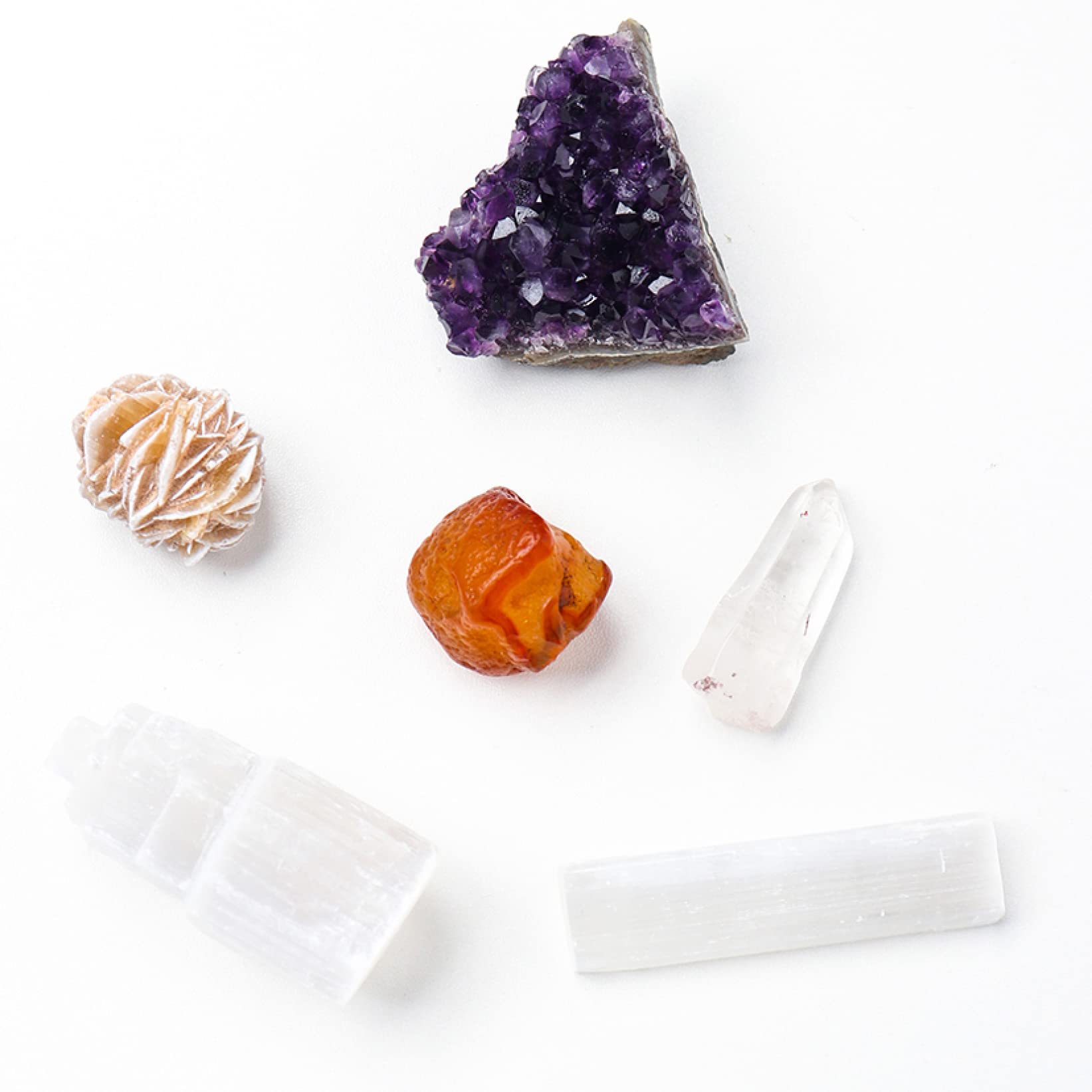 Piedras y Cristales Natural Piedras Preciosas Amatista Fluorita Juego de Piedras en Bruto Curación Cristal Energía Torre de selenita Colección de brujería Caja de Regalo Inicio Colecciones