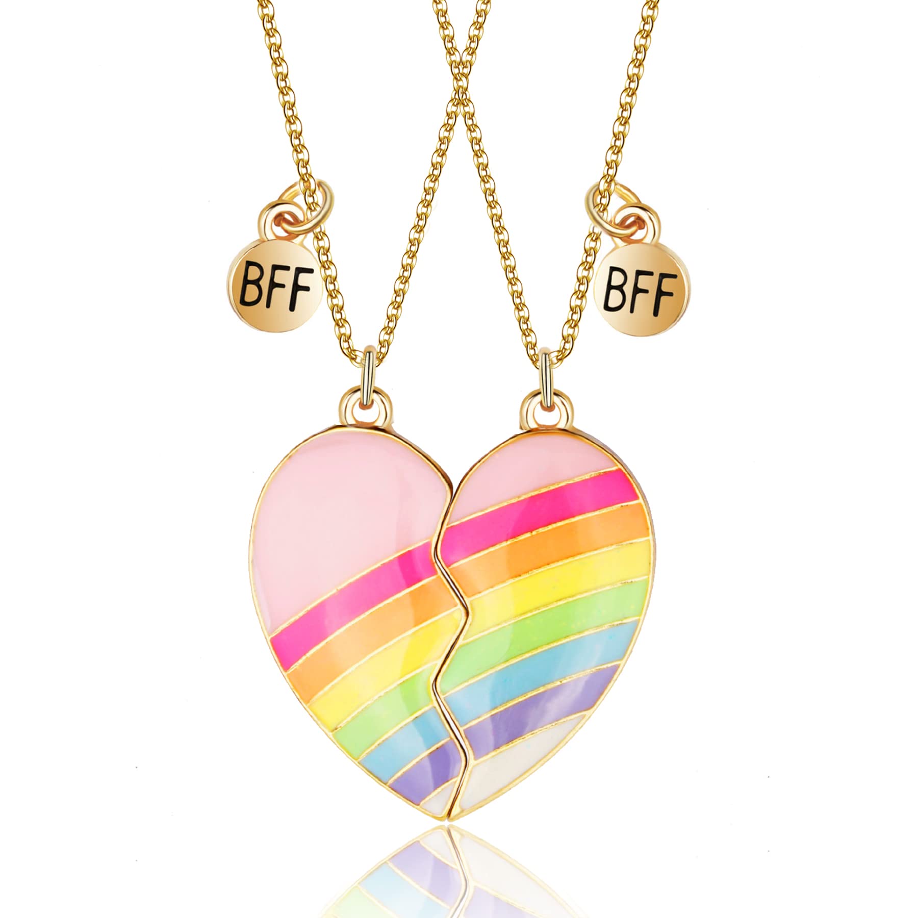 GOVENUS BFF Best Friend Necklace For 2 Girls Women,Magnetic Matching Puzzle Enamel Rainbow Split Heart Necklaces, Stainless Steel Friendship Gift, Gold, Stainless Steel, No Gemstone (B09WHH72F5) Amazon Price History, Amazon Price Tracker