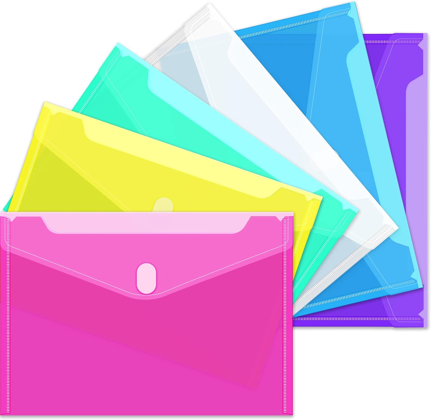 Sooez 6 Pack Plastic Envelopes, Plastic File Folders for