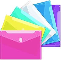 Vista 1 de Sooez Paquete de 6 sobres de plástico, carpetas de archivos de plástico para documentos, carpeta escolar transparente, carpetas de archivos