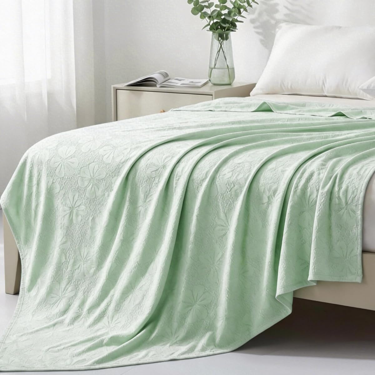 JvFbjLF Cooling Blanket – Jacquard For Hot Sleepers(Green,200x230cm)