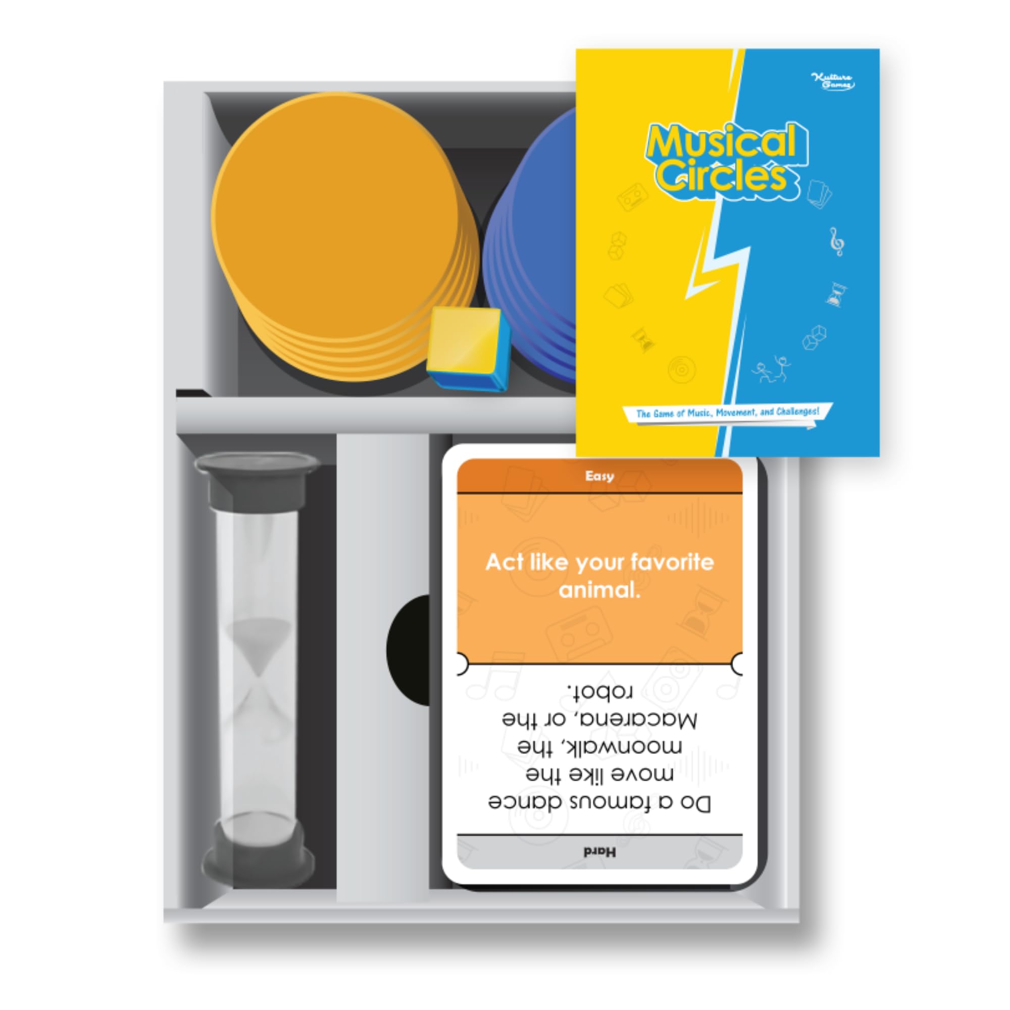 Kulture Games Musical Circles - The Fun Game of Music, Movement, and Challenges!, Yellow, Small