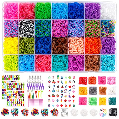 Inscraft 21900+ Loom Bands Kit with Organizer, 20000+ Rubber Bands in 41 Colors, 600 Clips,252 Beads, 5 Tassels, 5 Crochet Hooks and More, Bracelet Making Set for Girls Boys Christmas Birthday Gift