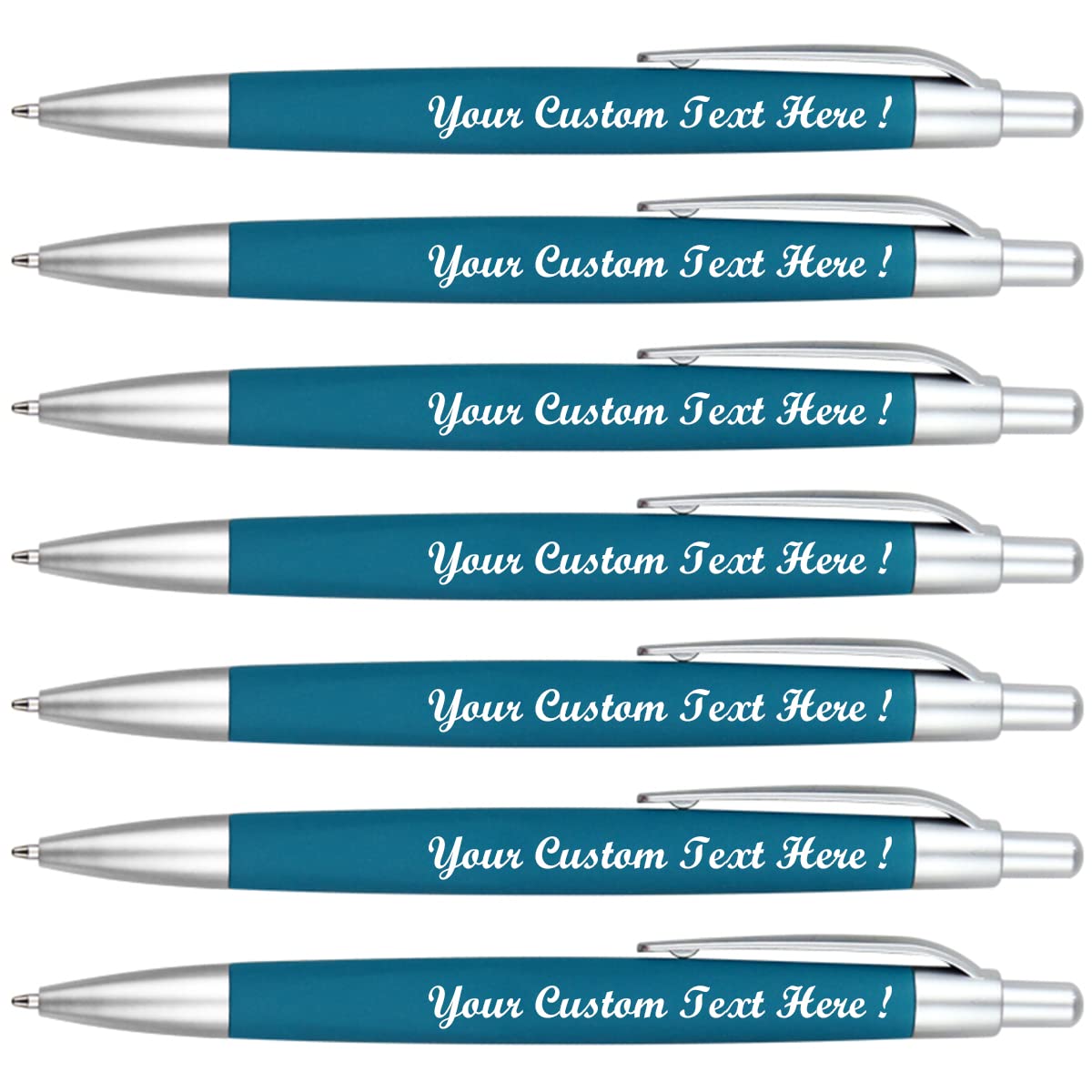 Personalized Ballpoint Pens, Custom Printed with Your Logo, Click Pens Pack of 100, Ocean Blue