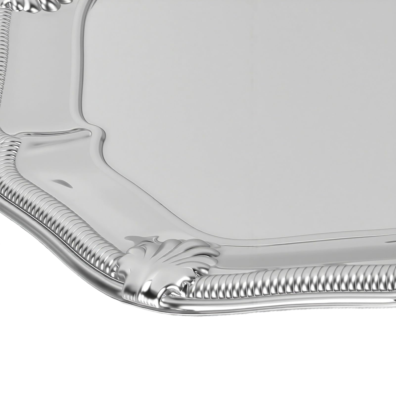 Fdit Plateau de Service gravé en Argent, Plateau Polyvalent en Acier Inoxydable pour Gâteau, Dessert aux Fruits, Plat D'exposition de Bijoux pour Fête à Domicile