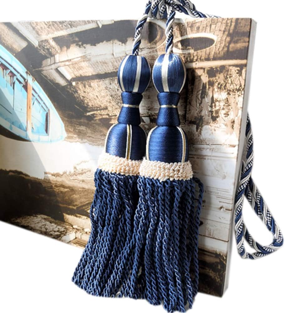 1 Pair Simple Double Balls Tassels Curtain Tiebacks Curtain Buckle Holder Curtain Rope Tiebacks with Tassels for Bedroom & Living Room (Royal Blue)
