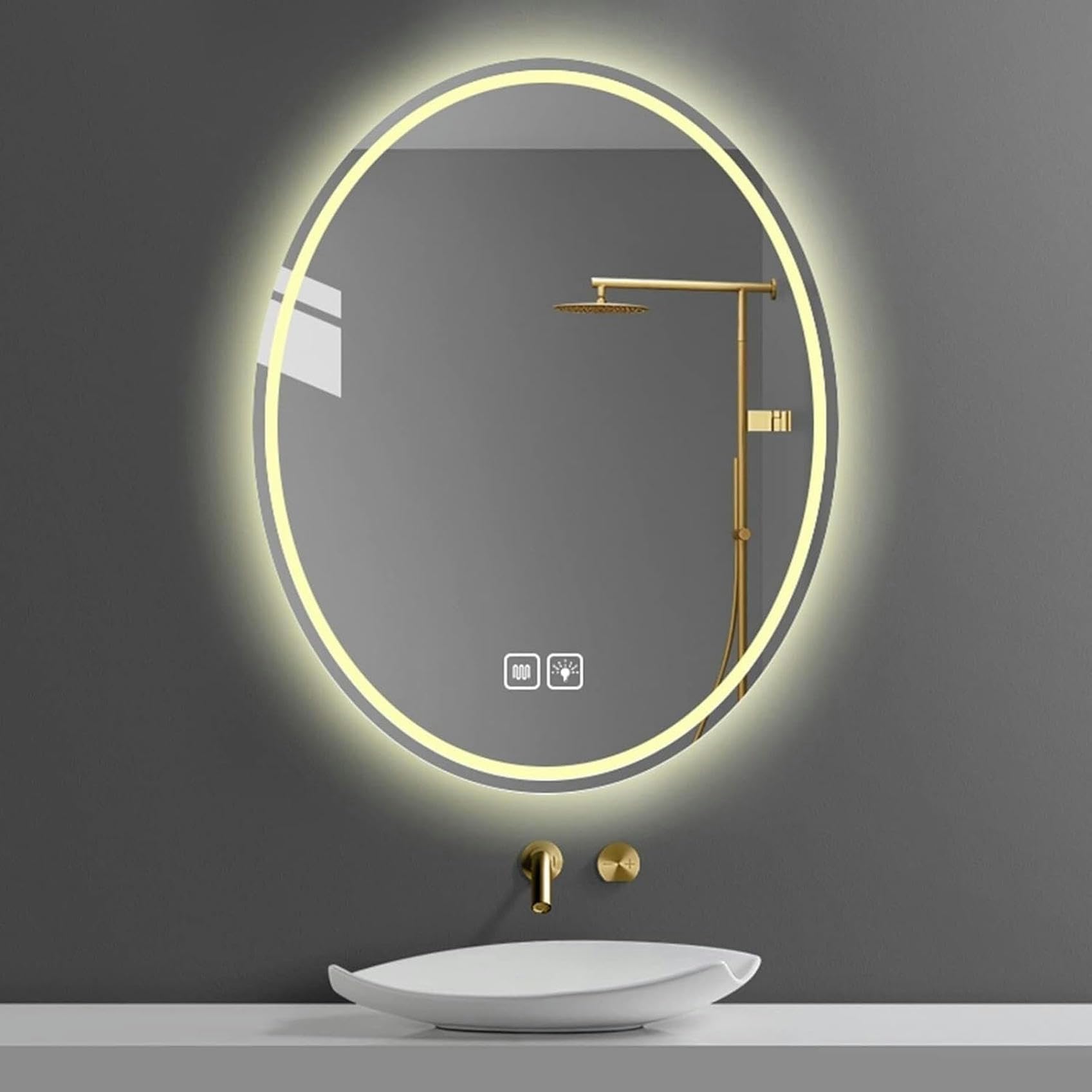 Miroir décoratif moderne sans cadre avec bords ronds et verre haute clarté