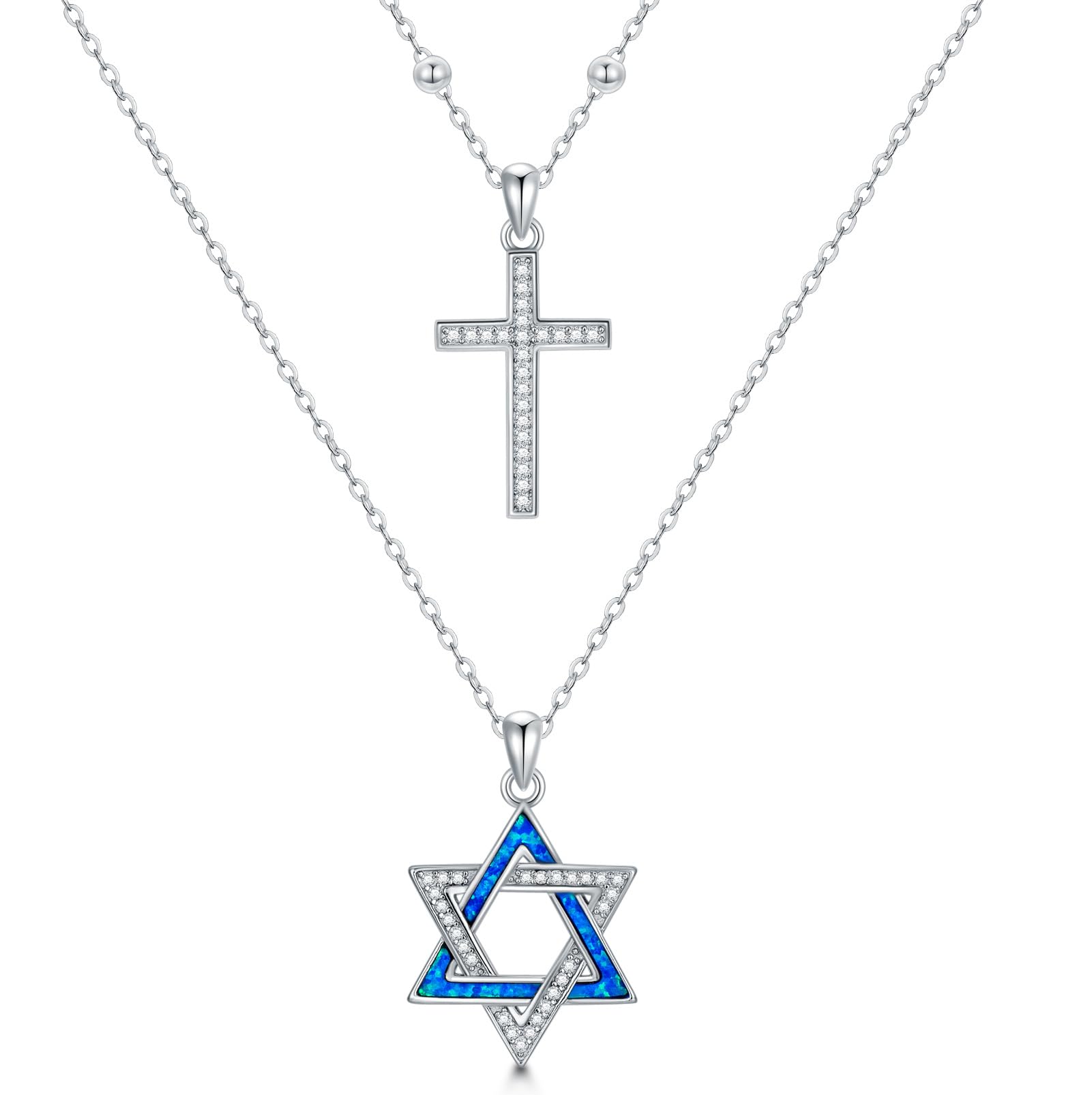 Collana a forma di stella di David, in argento sterling 925, con opale a forma di stella di David, con ciondolo a forma di stella ebraica, idea regalo per donne