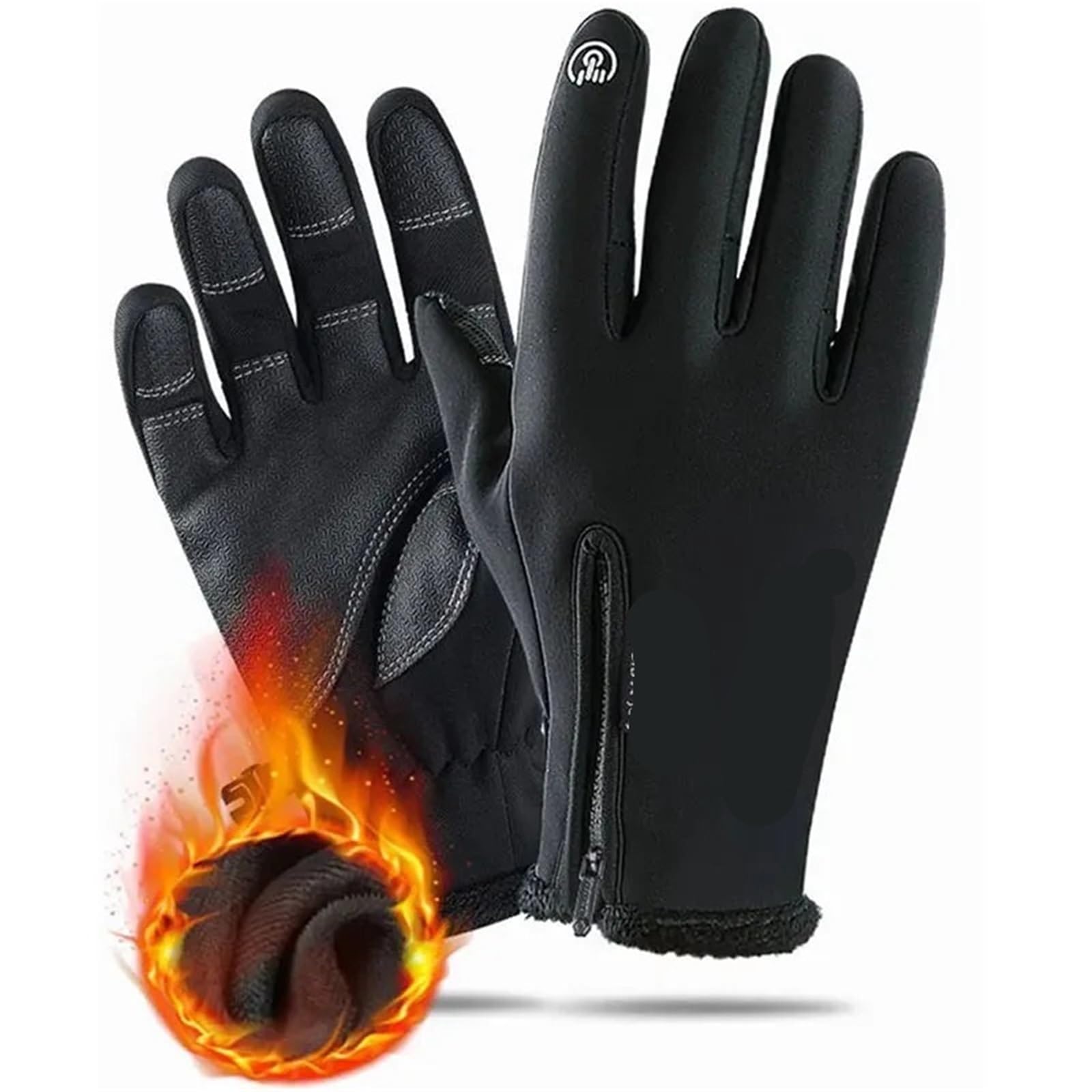 Guanti da Equitazione Guanti da Equitazione Invernali con Cerniera Caldi Guanti da Cavallo in Peluche Antivento da Donna Attrezzatura da Sci Nera Femminile per Una Presa Migliore