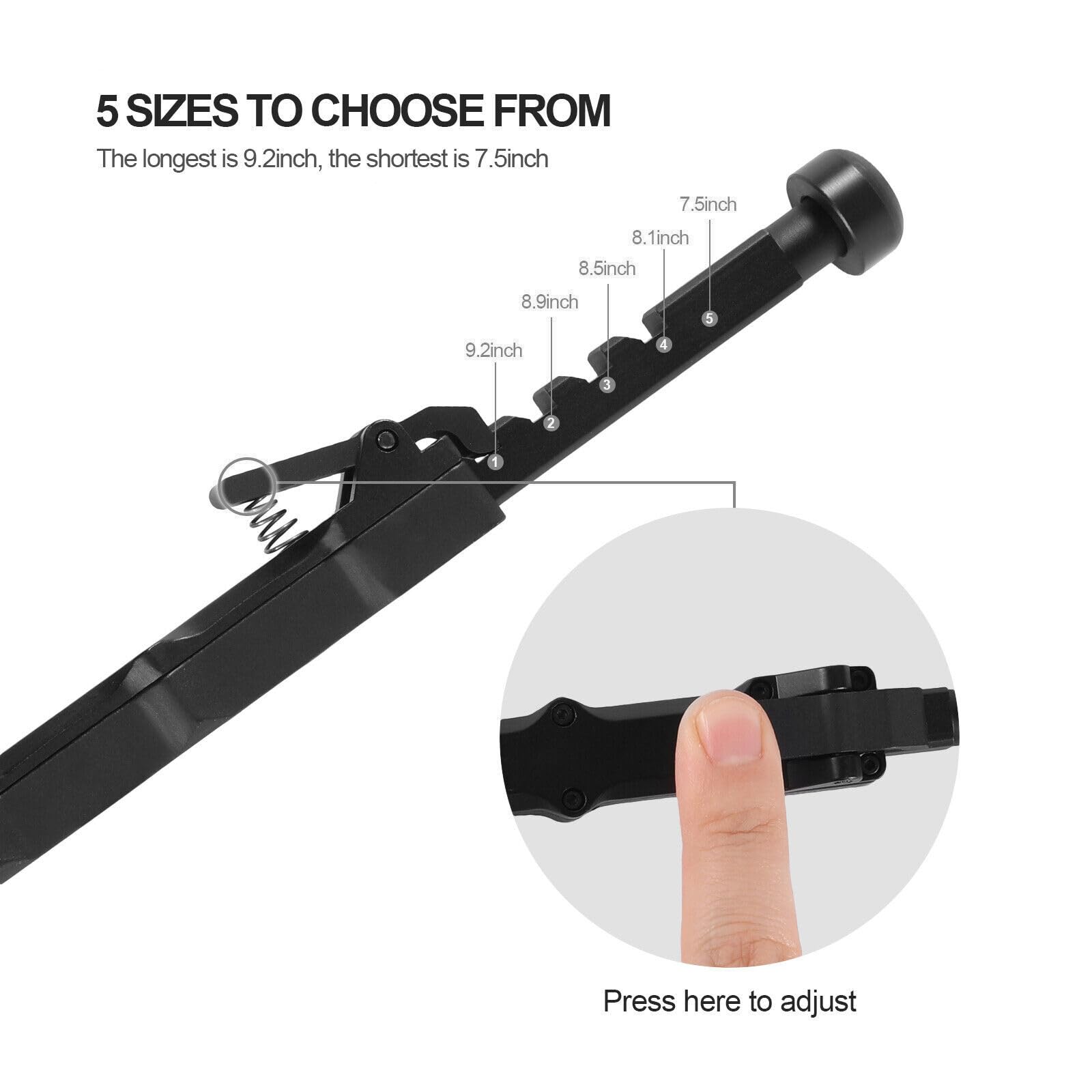 Aluminum Bipod for M-lok Compatible Handguard System Central Height of 6 Inches to 8 Inches Telescopic Side Mount Bipod