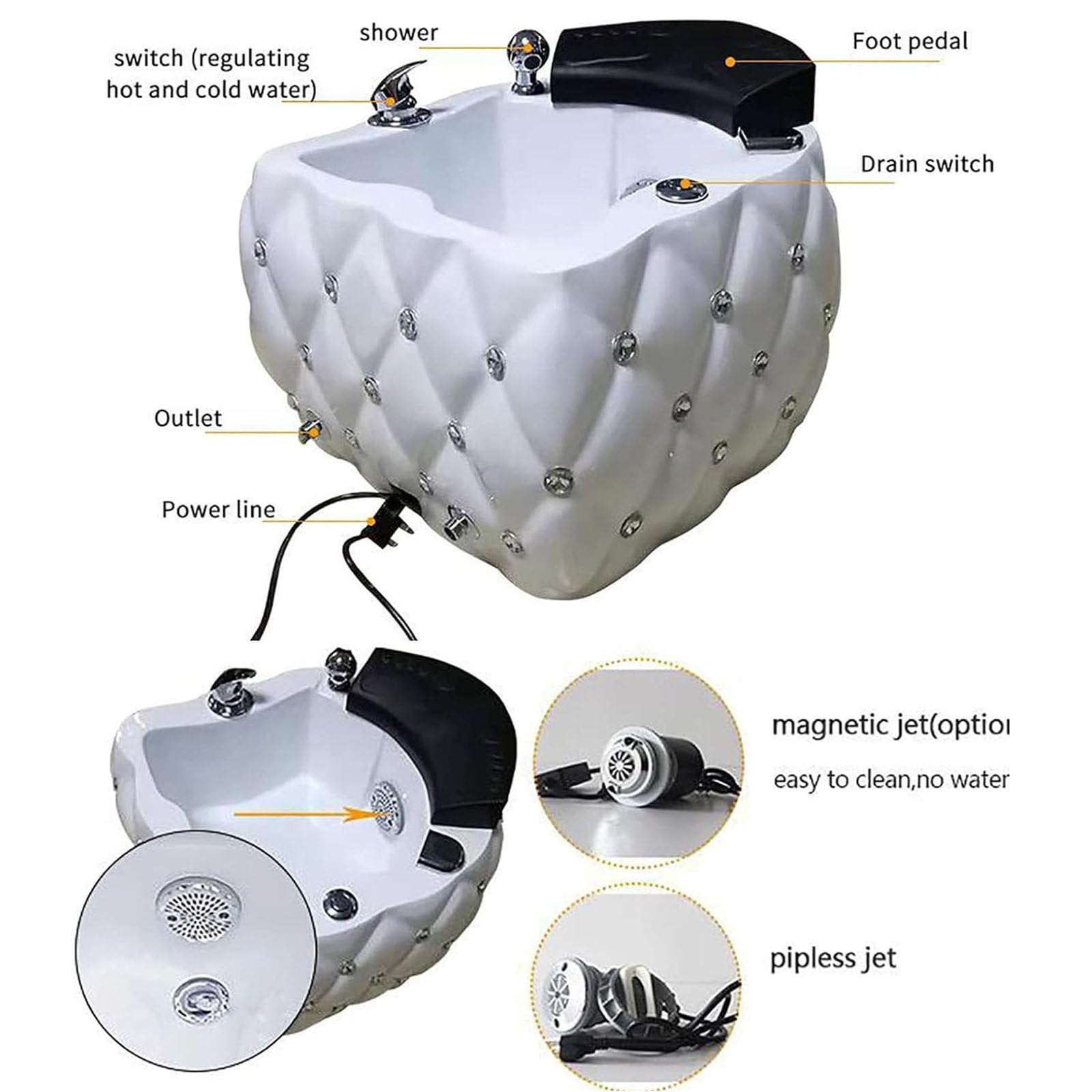Pediluvio Massaggio Spa Ciotola Portatile Pedicure Ammollo I Piedi Massaggiatore Vasca Bagno Poltrona con Pediluvio Ciotola Vasca Massaggiatore Spa Professionale Pedicure Foot