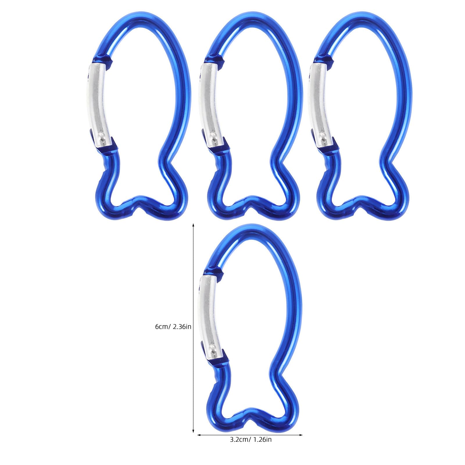 Beavorty 50 Pezzi Moschettone da Arrampicata a Forma di Pesce in Lega di Alluminio Blu, Moschettone Multifunzionale Gancio di Sicurezza per Trekking e Campeggio Outdoor