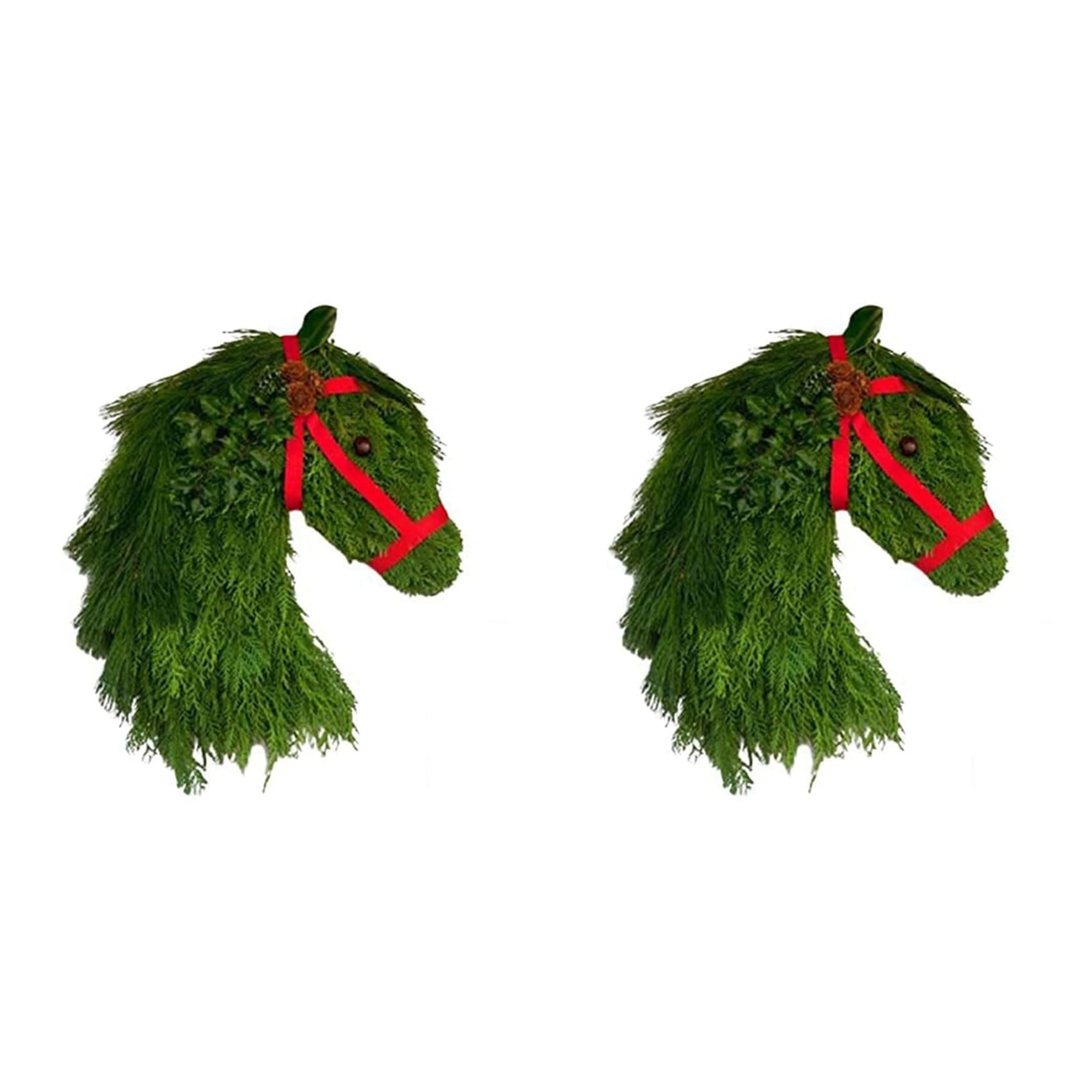 Belle tête de cheval de Noël couronnes de porte au design végétal soigné