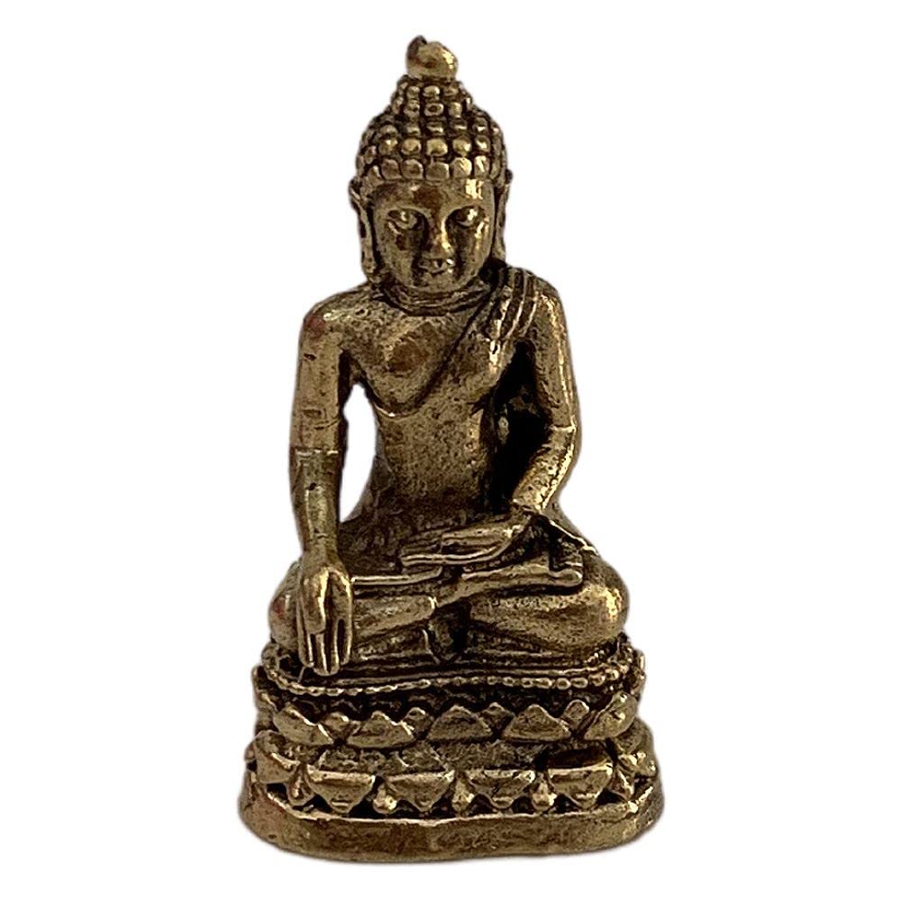 VIE Naturals Miniature Brass Figurines, Buddha on a Double Pedestal, Multicolor - Image 3