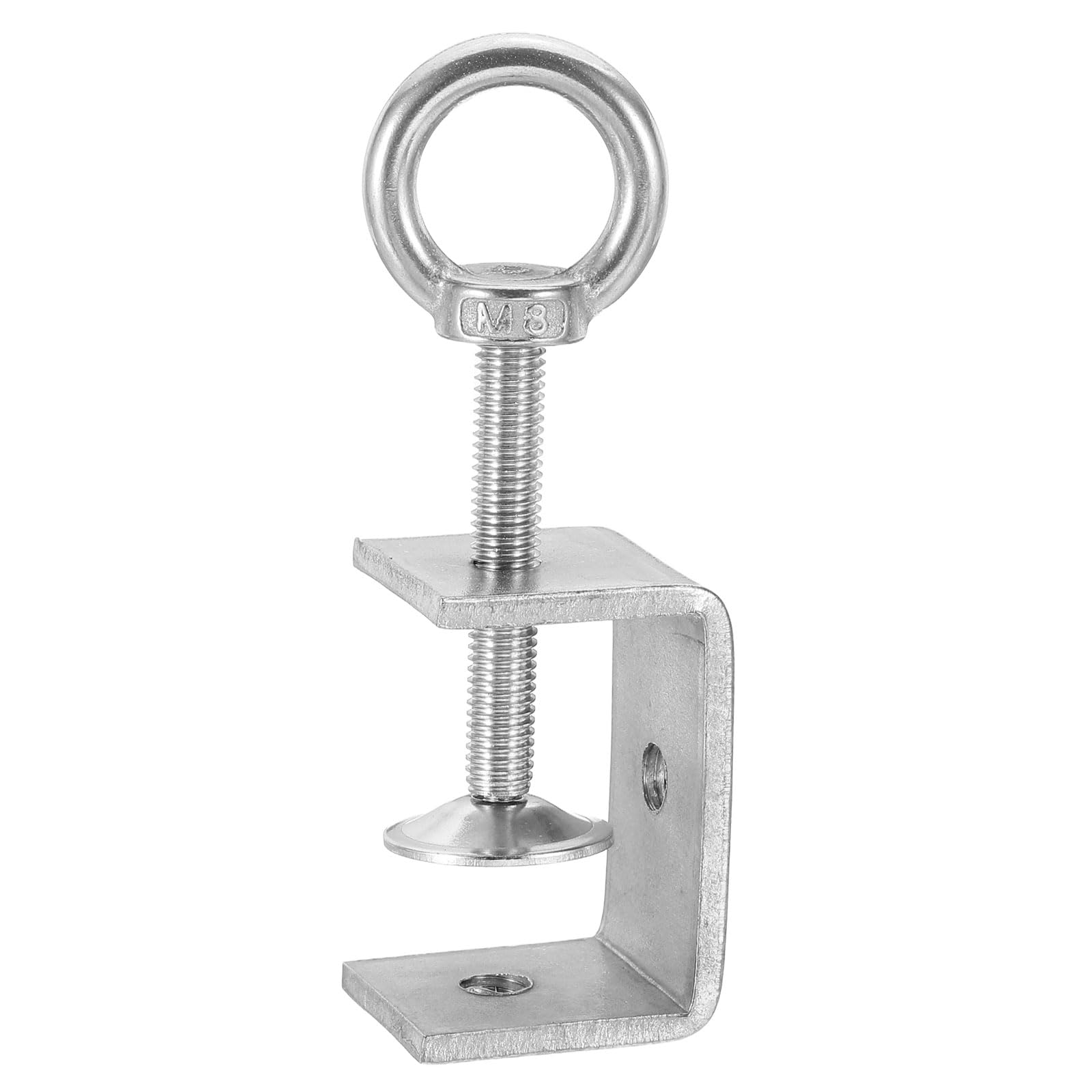 sourcing map 304 Stainless Steel C Clamps 45mm Square Mini Tiger Clamp Adjustable Heavy Duty Metal U Clip with Eye Hook Screw for Woodworking Welding Mounting, Silver