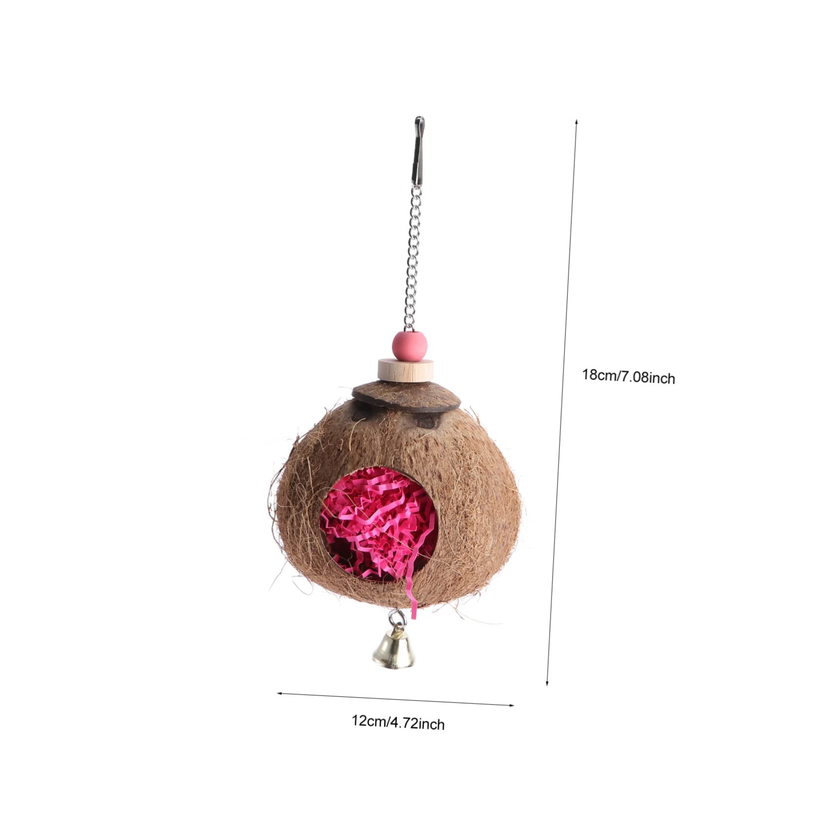 CIYODO Bird Coconut Shell Swing for Parrots Natural Chew for Birds Easy Install Hanging Play for Cage Safe Material for Pets
