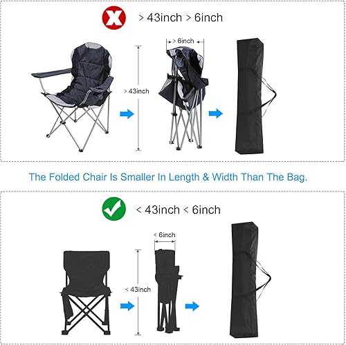 Miniatura 6 de PATIKIL Bolsa de repuesto para silla de campamento de 43 pulgadas, bolsa de transporte plegable de nailon, bolsa grande con cremallera con correa