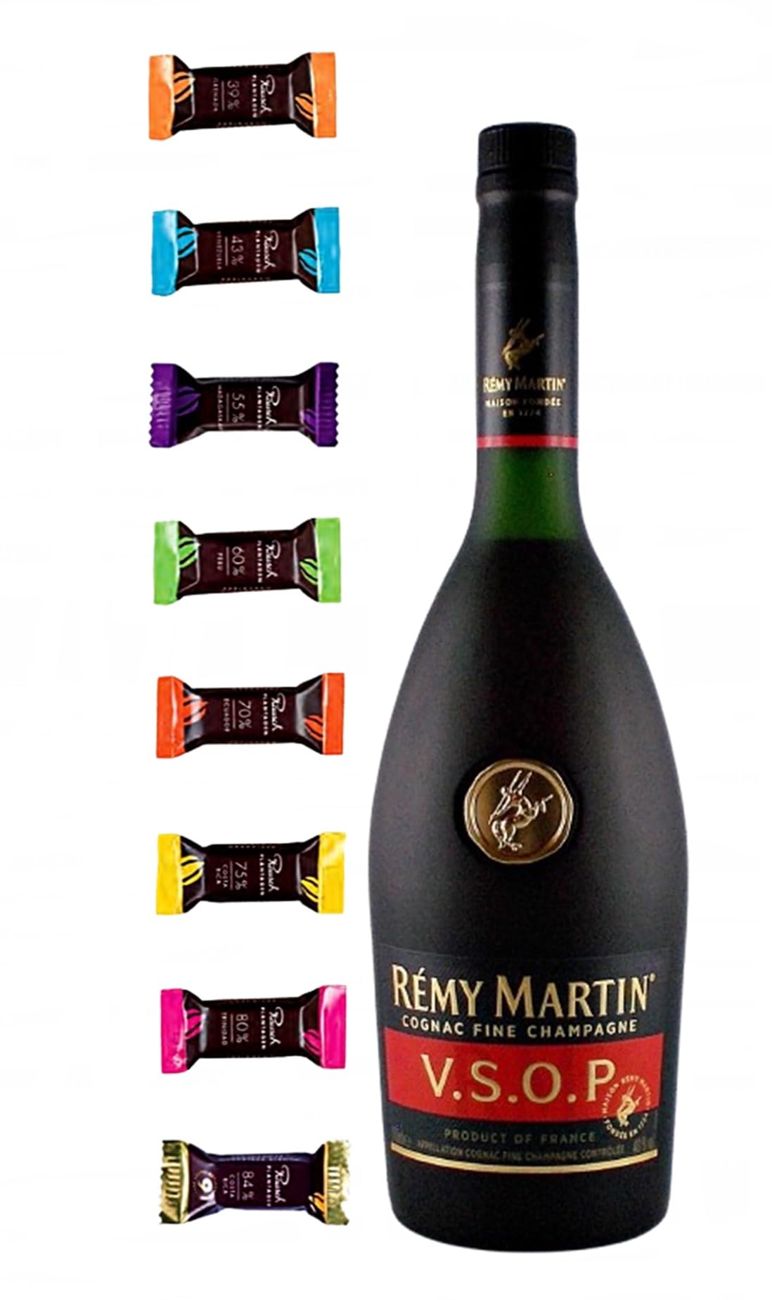 Remy Martin VSOP Cognac französischer Brandy + 8 Edelschokoladen in 8 Geschmacksvariationen Genießerset Geschenkset Männergeschenke